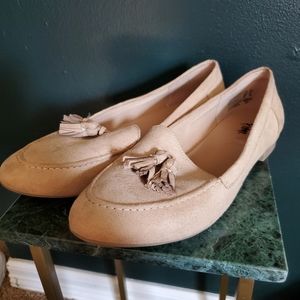 Camel Faux Suede Loafers